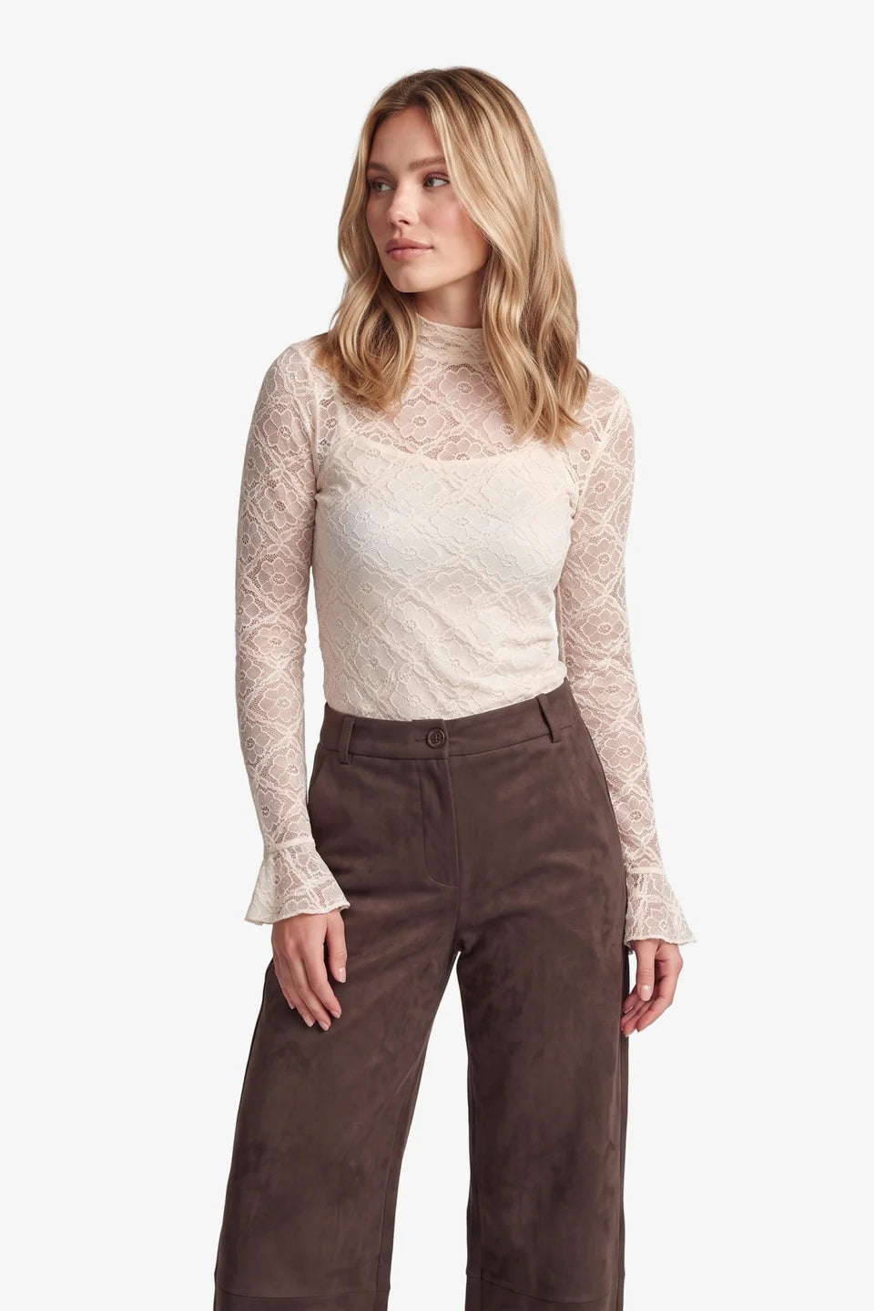 Leena top off white ruffle