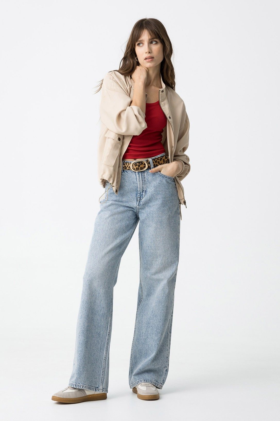 High wasted jeans BONNYE wide leg light blue 55
