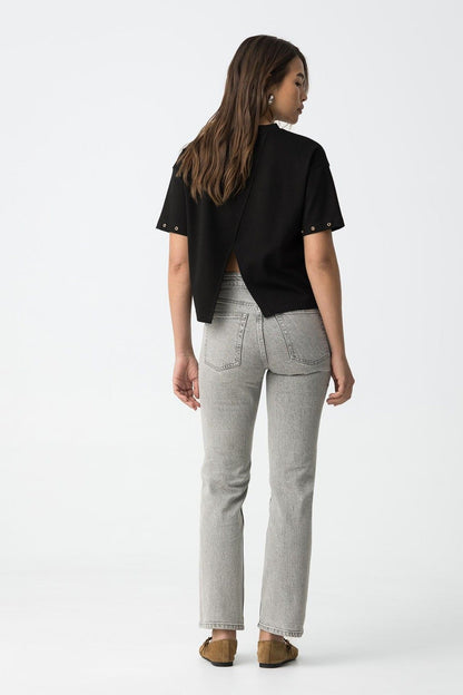 High wasted jeans  AMY straight grey 70