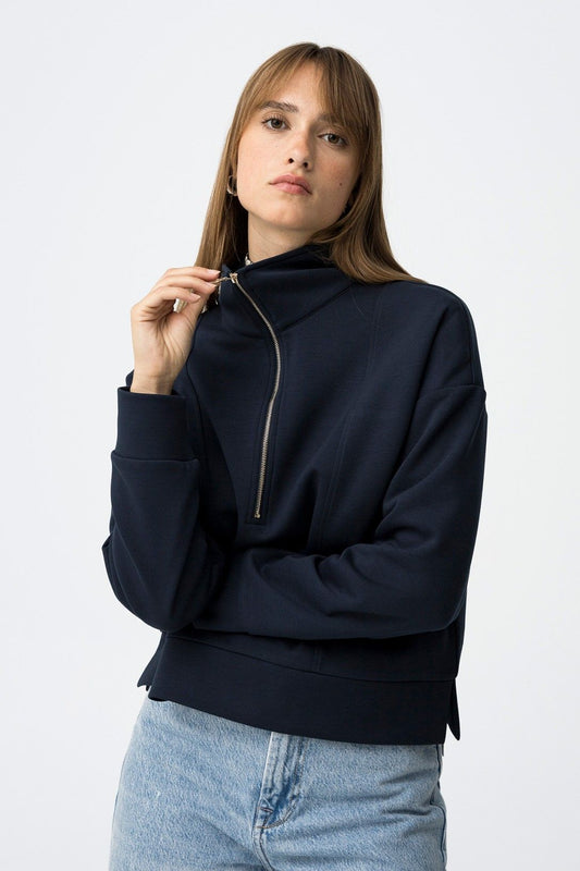 Trui met rits milano navy