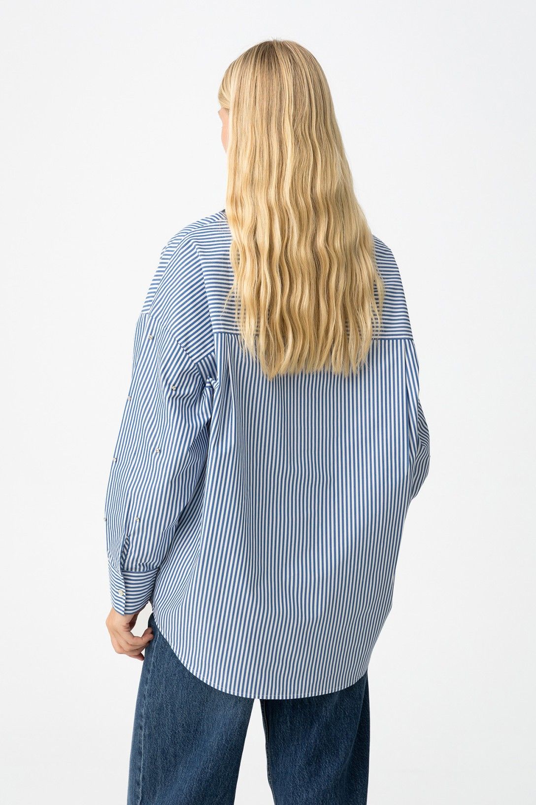 Gestreepte blouse met strass steentjes