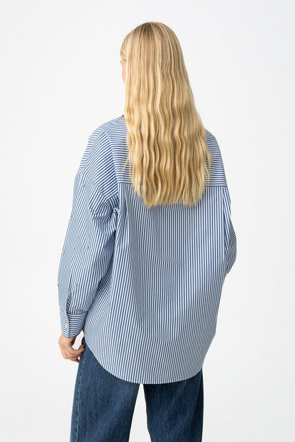 Gestreepte blouse met strass steentjes