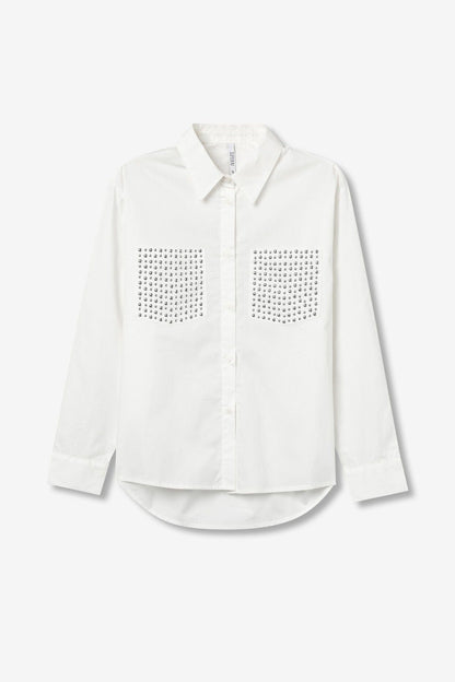 Witte relaxed fit blouse met studs