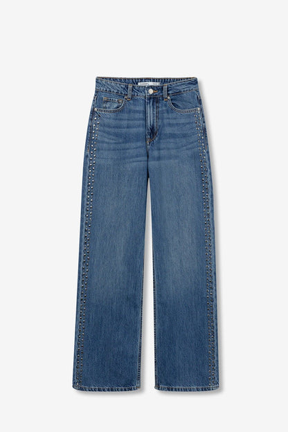 High wasted jeans  BONNYE wide leg studs