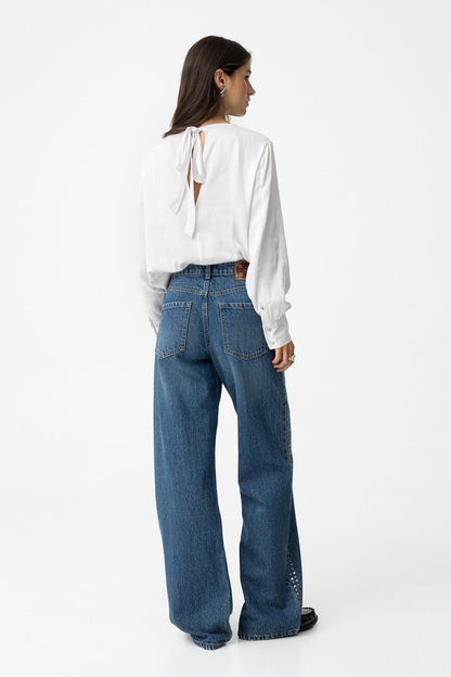 High wasted jeans  BONNYE wide leg studs