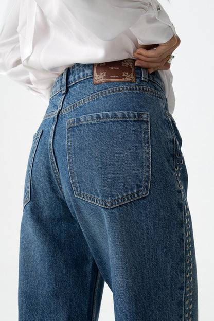 High wasted jeans  BONNYE wide leg studs