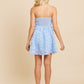 Feestelijke jurk strapless blauw bloemen