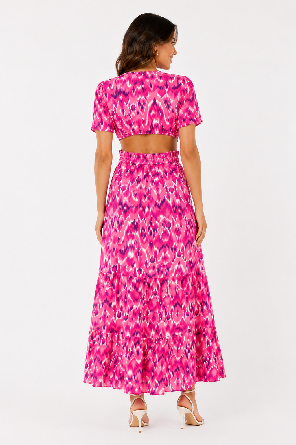 Maxi dress roze cut out