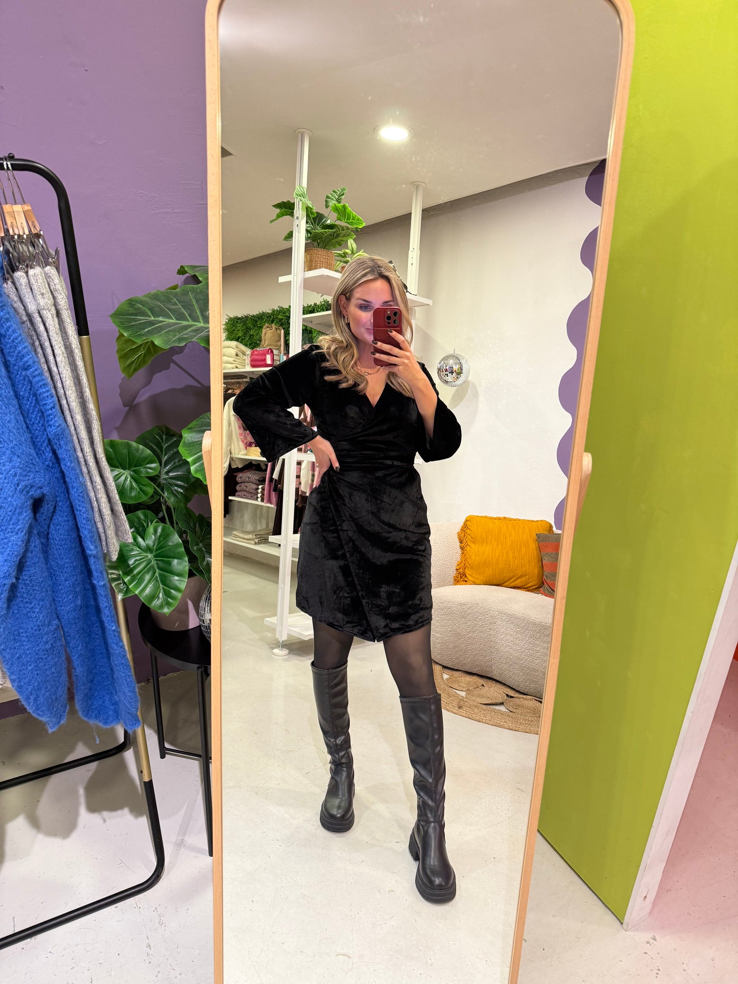 Velvet party dress zwart