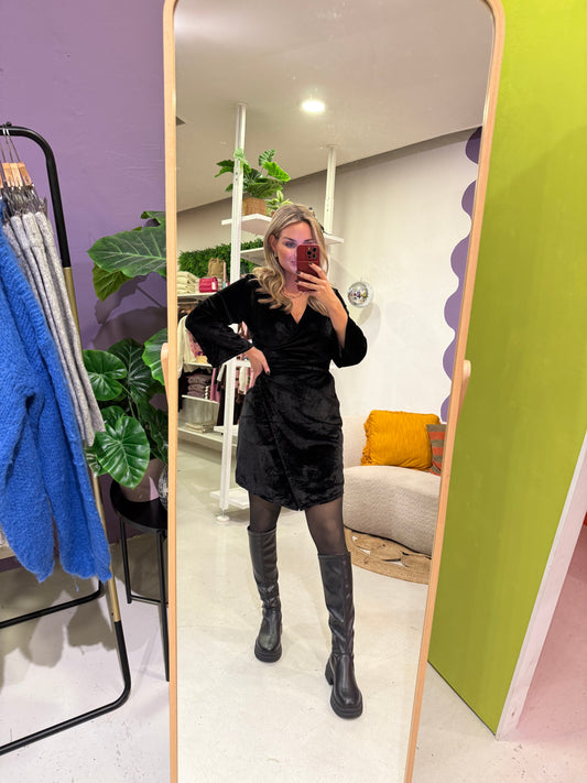 Velvet party dress zwart