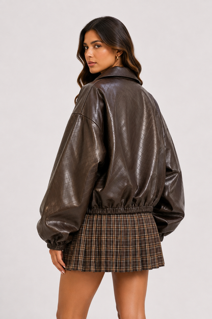 Bruine pu bomberjacket
