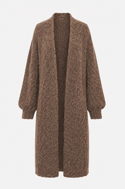 Lang fluffy vest bruin