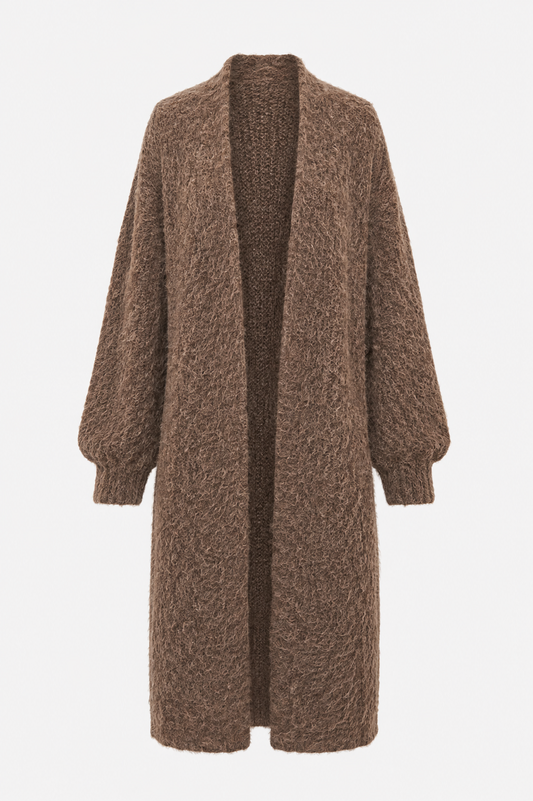 Lang fluffy vest bruin