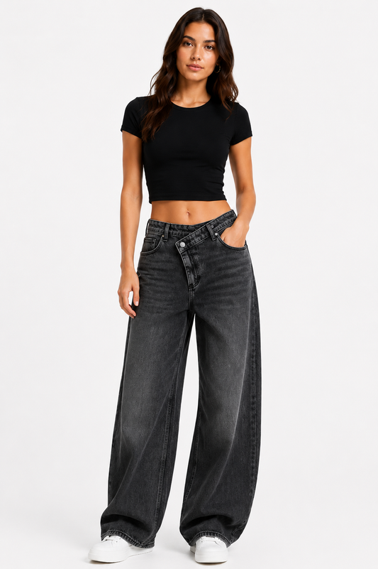 Barrel Jeans – low rise grey