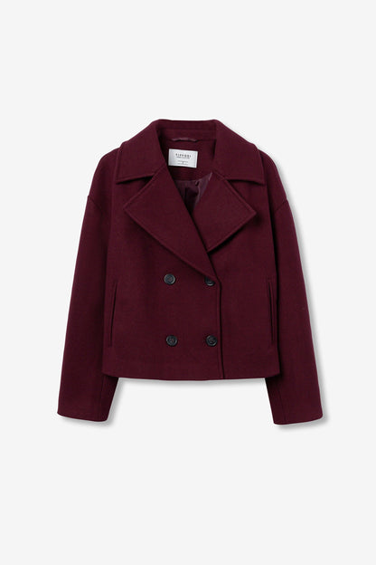 Korte mantel jas bordeaux rood