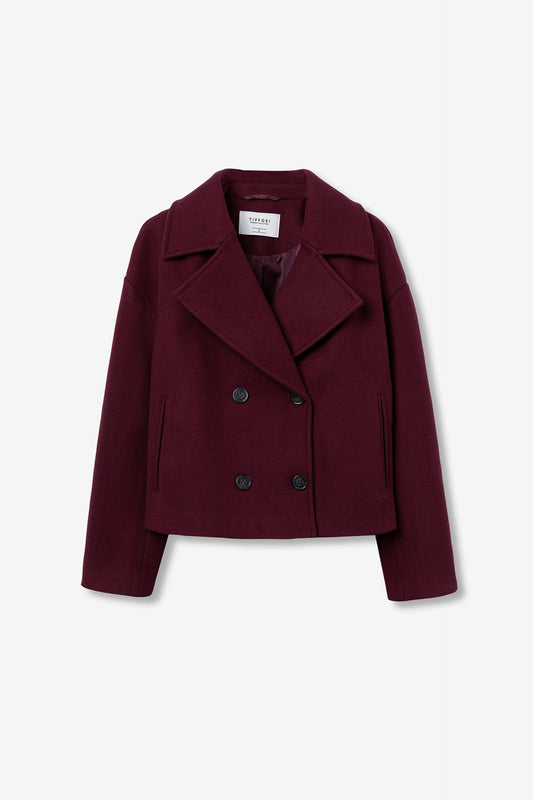 Korte mantel jas bordeaux rood