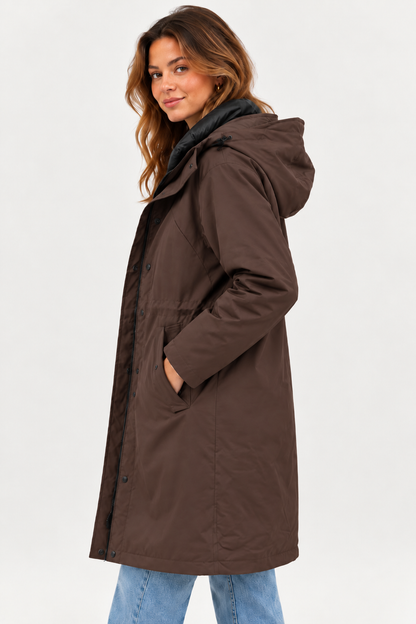 Lange winterjas bruin