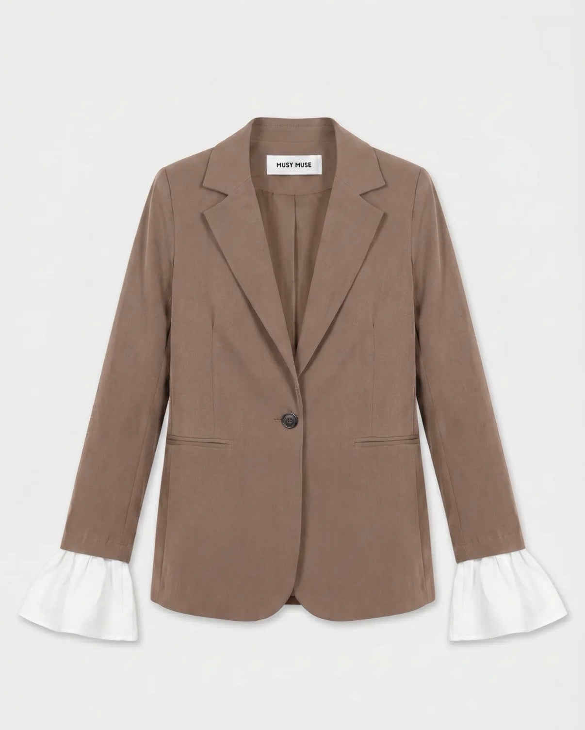 Bruine blazer met blouse mouwen