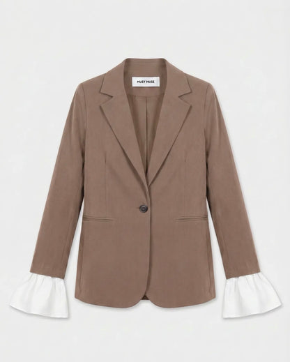 Bruine blazer met blouse mouwen