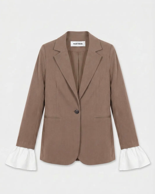 Bruine blazer met blouse mouwen