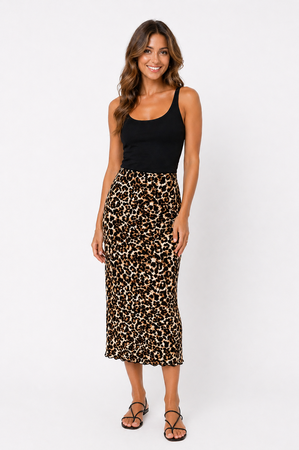 Leopard midi rok