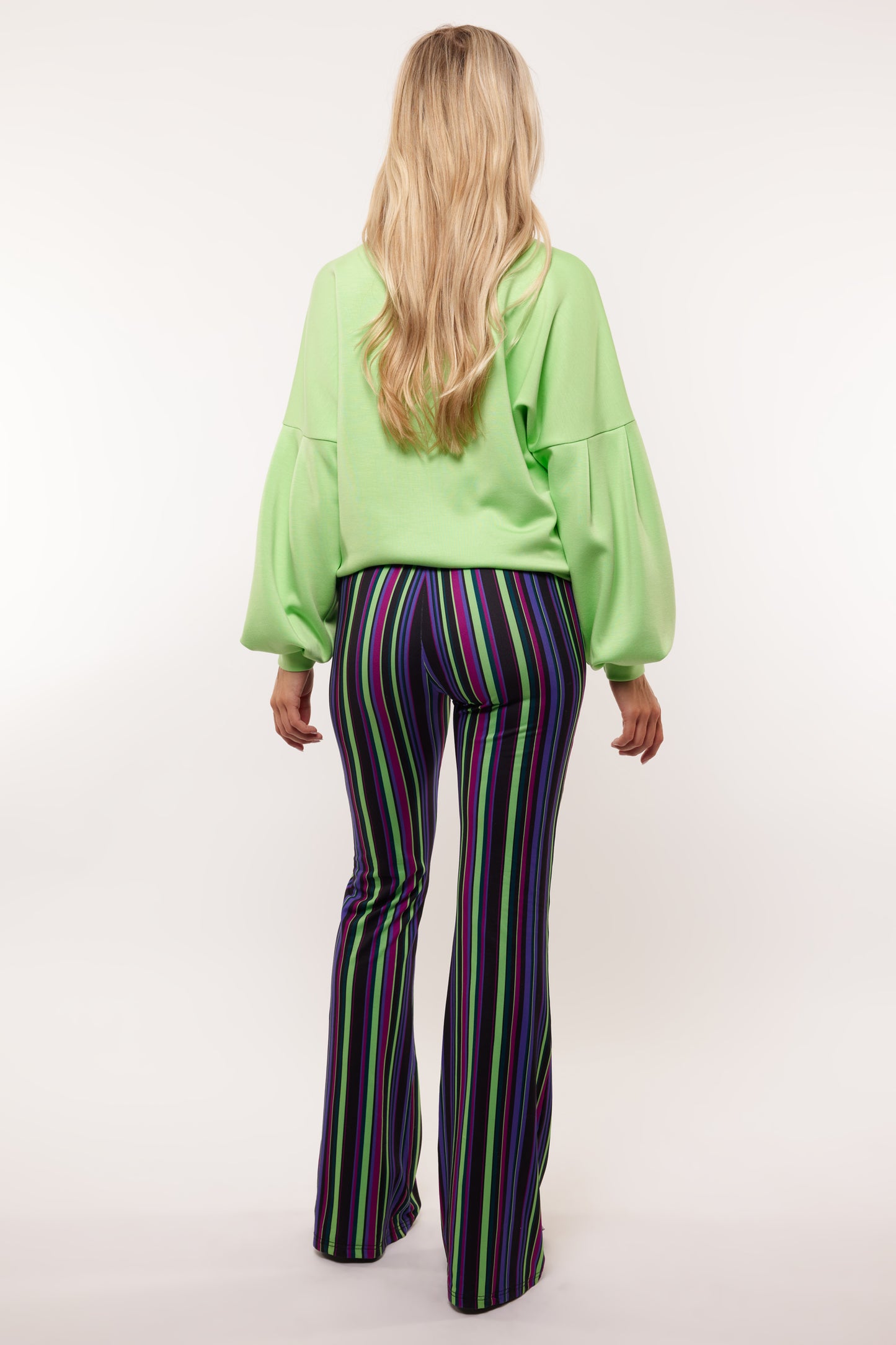 Rox streep broek black/fresh lime