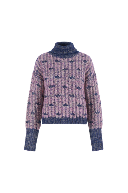 Lira knit midnight blue/begonia pink