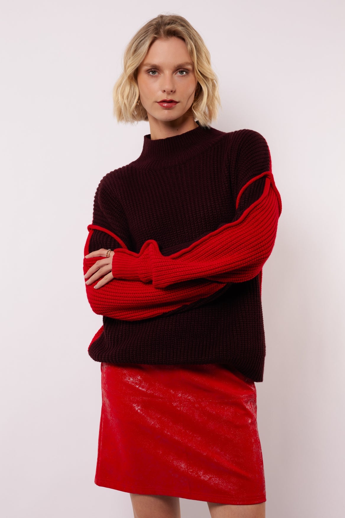 Zalika knit sweater wine red/bright red