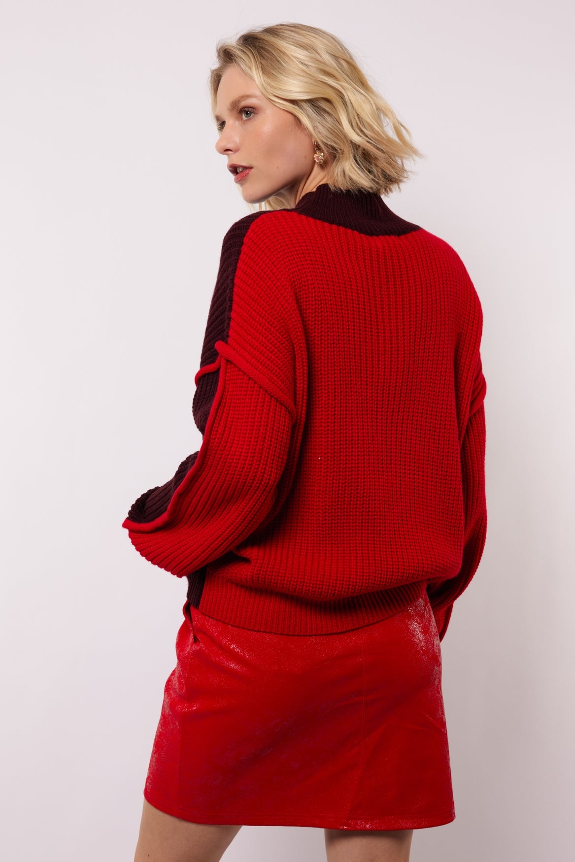 Zalika knit sweater wine red/bright red
