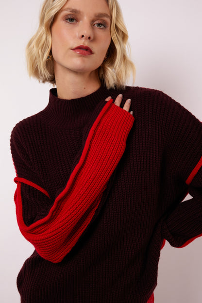 Zalika knit sweater wine red/bright red