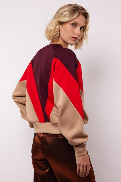 Raya sweater wine red/warm taupe