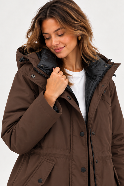 Lange winterjas bruin