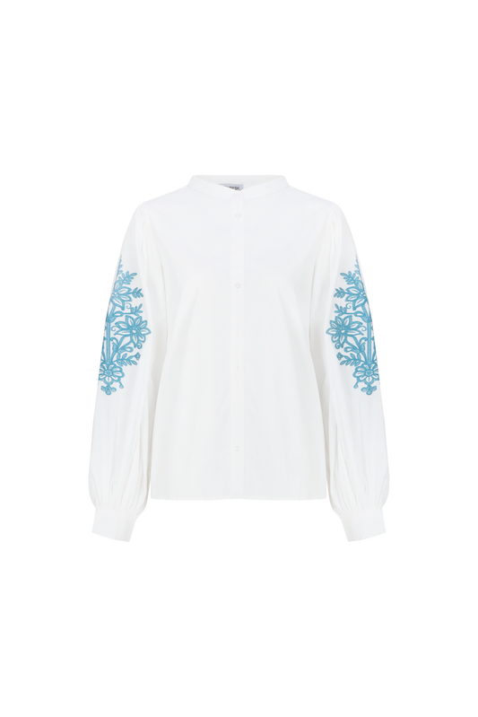 Elinor blouse off white met applicatie