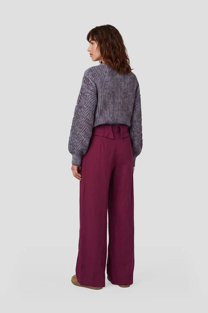 Fenni knit sweater dusky maroon/cloud blue