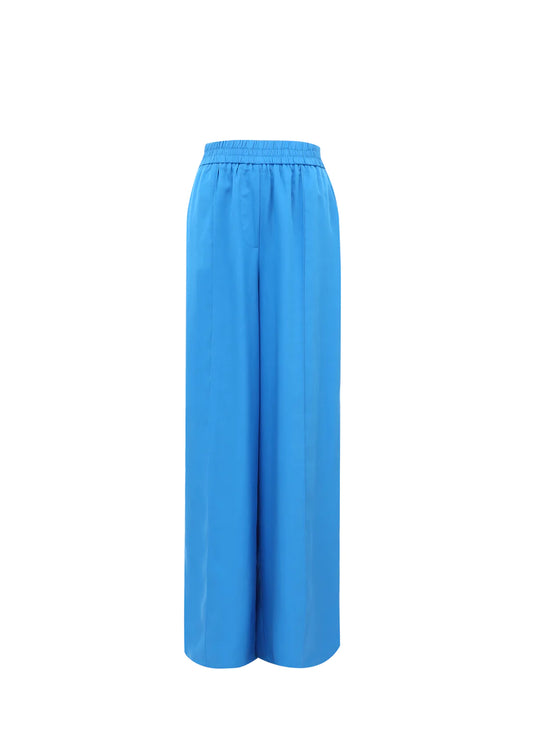 Pantalon met rechte pijp en elastiek in de taille electric blue