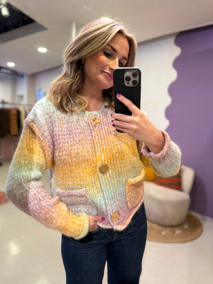 Multicolor vest gouden knopen