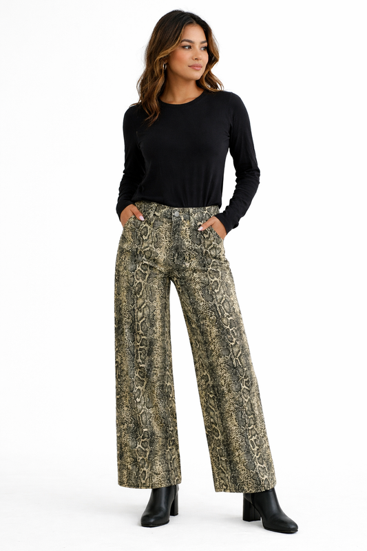 Snake jeans met wijde pijp