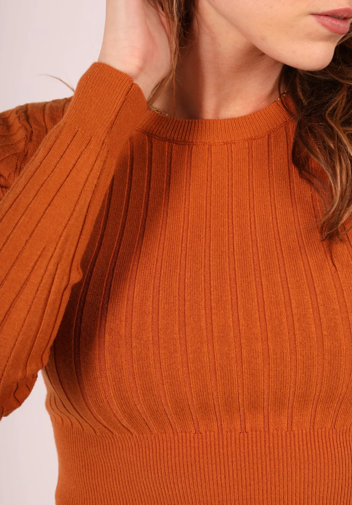 Korte longsleeve top camel