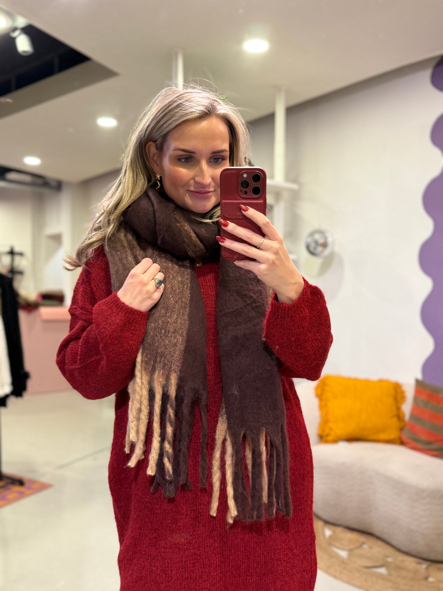 Sjaal 2 kleuren bruin