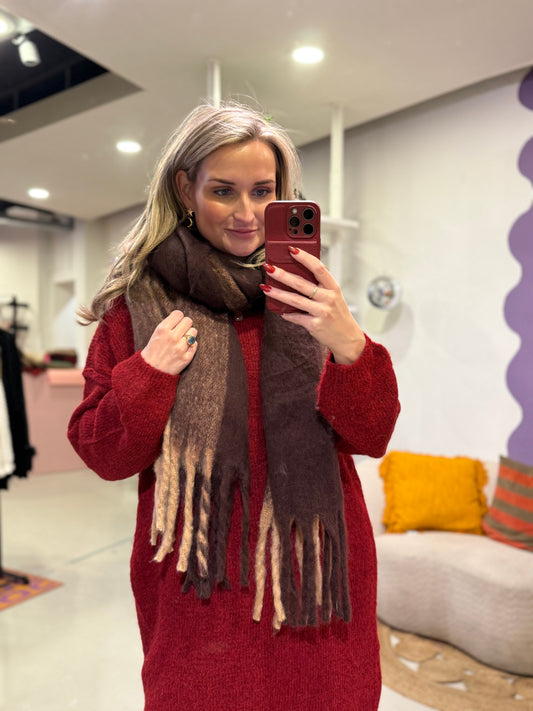 Sjaal 2 kleuren bruin