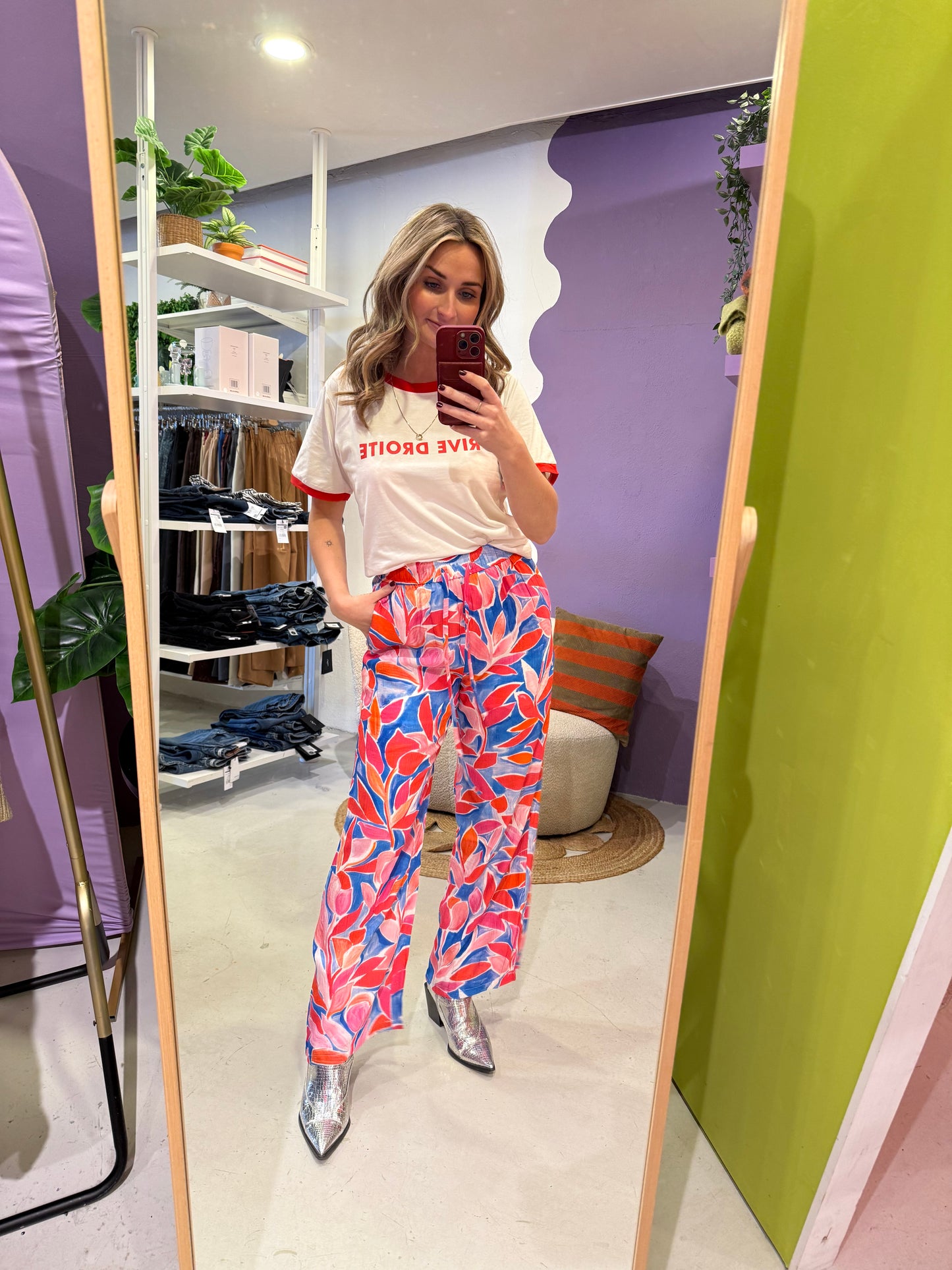Floral print wide leg pant