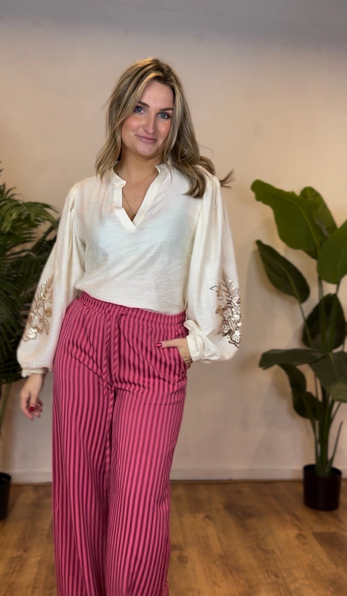 Blouse rose ecru