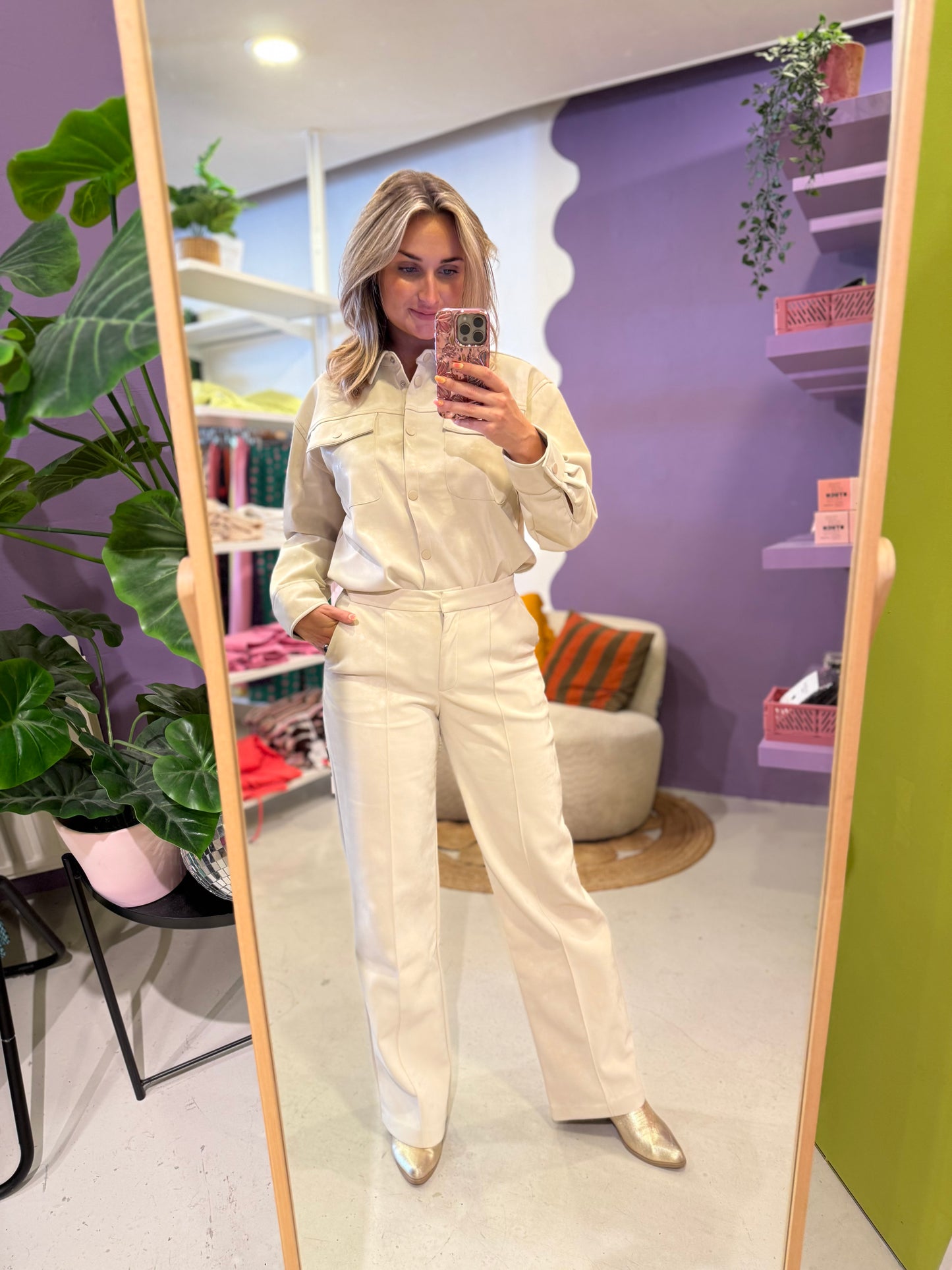 Faux Leather Broek met Hoge Taille