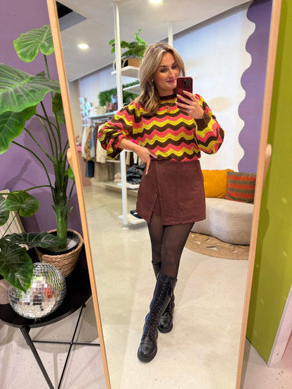 Suedine skort bordeaux