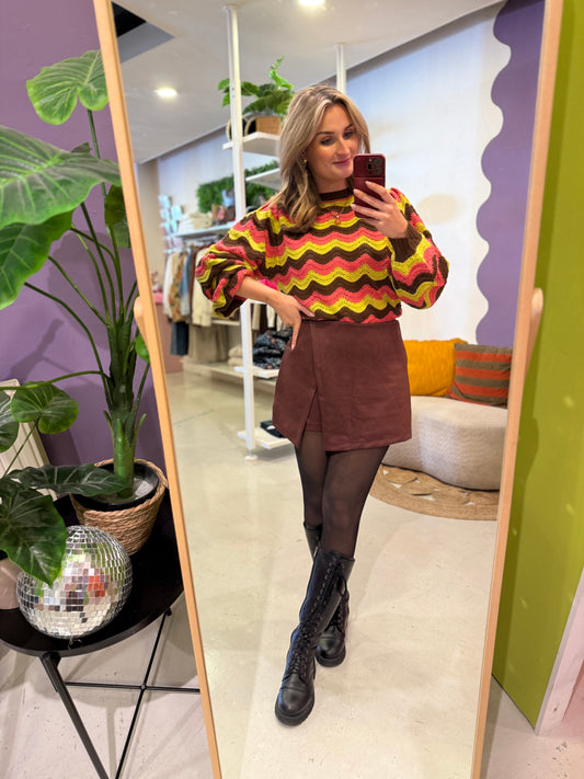 Suedine skort bordeaux