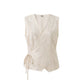 Gilet ecru met bloemen dessin