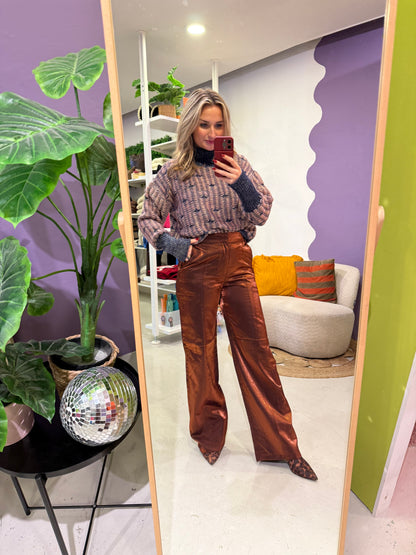 Lira knit midnight blue/begonia pink