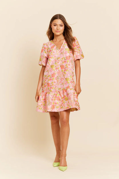 Feestelijke jurk pink flower