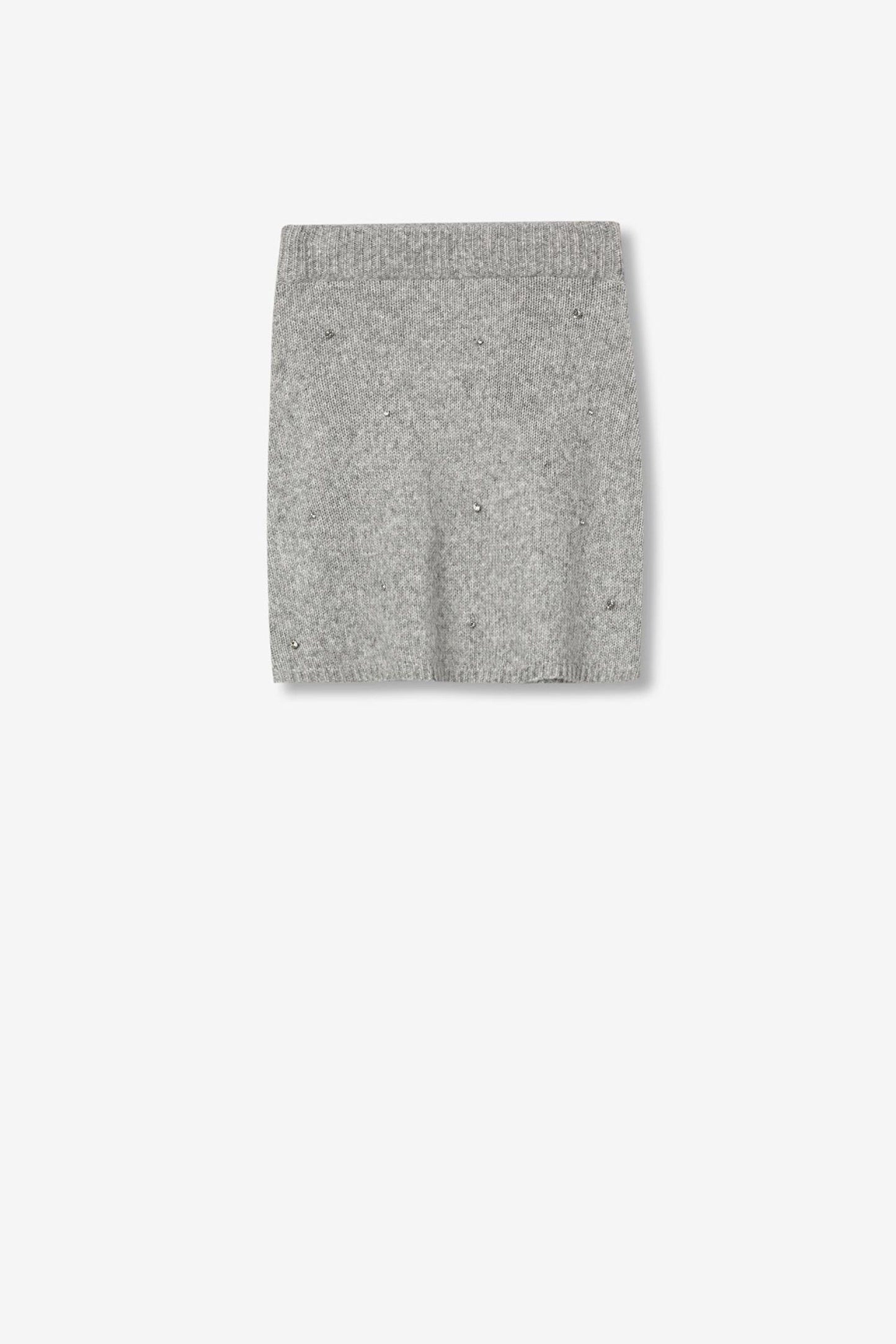 Gebreide grijze rok met glitter steentjes