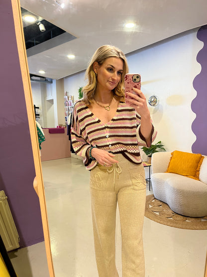 Cardigan purple brown